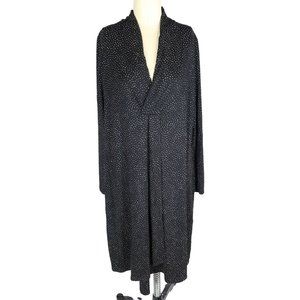 J JILL Polka Dot Wearever V Neck Faux Wrap Dress Size M Casual Knit Black White